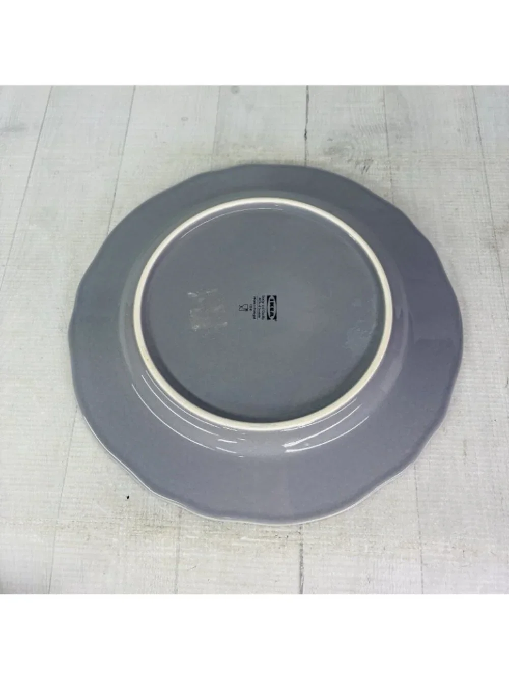 Ikea of Sweden ARV GRAY 15541 Scalloped Portugal Earthenware Dinner Plates Set 4